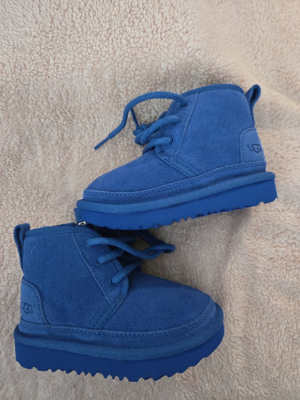 UGG Kids Royal Blue Suede Lace-Up Boots